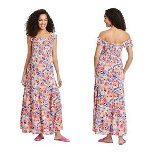 Isabel Maternity by Ingrid & Isabel Floral Smocked Tiered Maxi Dress. Size XS.